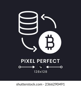Tokenization white solid desktop icon. Sensitive data security. Blockchain technology. Pixel perfect 128x128, outline 4px. Silhouette symbol for dark mode. Glyph pictogram. Vector isolated image