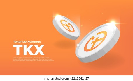 Tokenize Xchange (TKX) coin cryptocurrency concept banner background.
