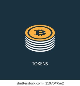Tokens concept 2 colored icon. Simple element illustration. Tokens concept symbol design from Cryptocurrency set. Can be used for web and mobile UI/UX