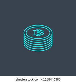 Tokens concept blue line icon. Simple thin element on dark background. Tokens concept outline symbol design from Cryptocurrency set. Can be used for web and mobile UI/UX