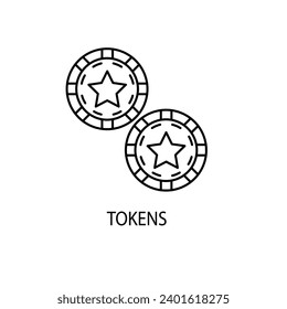 tokens concept line icon. Simple element illustration. tokens concept outline symbol design.