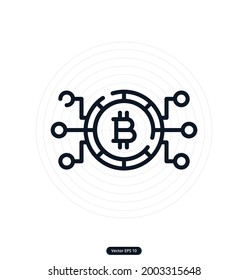 tokens Icons. Cryptocurrency and Blockchain vector icons. Crypto Icon Set Featuring Bitcoin, Wallet, Mining, P2P,  Smart Contracts, money exchange Vectors icon. EPS10
