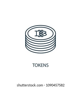Tokens Line icon. Simple element illustration. Tokens symbol design from Cryptocurrency collection. Can be used in web and mobile.