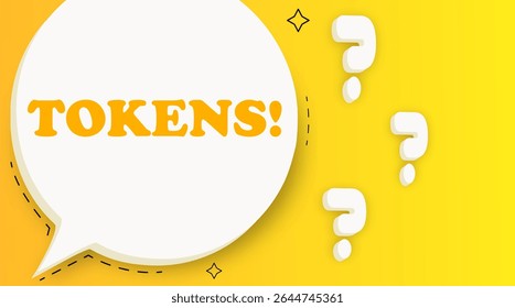 Tokens. Speech bubble with text. Business concept. 3d illustration. Pop art style. Vector line icon for Business and Advertising