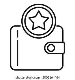 vector de contorno de icono de la cartera Tokens. criptodivisa de bitcoin. Dinero de la cadena
