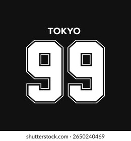 Tokyo 99 Athletic Varsity Style T-Shirt Print Vector