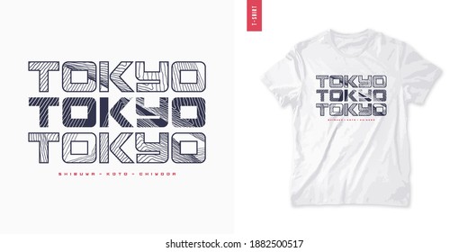 Tokyo. Abstract geometric t-shirt vector design, poster, print, template.