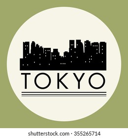 Tokyo, abstract skyline symbol, vector illustration