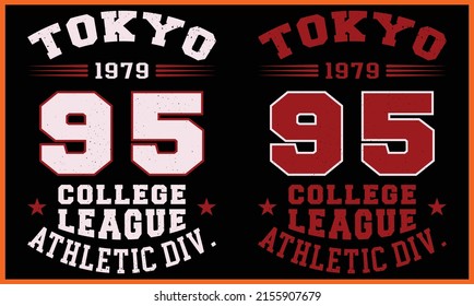 Tokyo Athletic T-shirt typography illustration and colorful design. Tokyo Athletic T-shirt typography design.