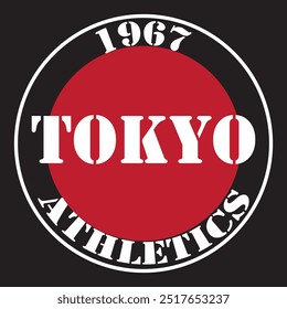 tokyo athletics typography graphic print , Abstract fashion drawing and creative design for t-shirts, mugs, graphic tee, sweatshirt, cases, etc. Illustration in modern style for clothes