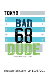 tokyo bad dude,t-shirt varsity design fashion vector