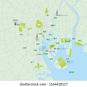 Tokyo bay area road map ( with place names, sightseeing spots) /Japanese