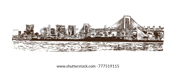 Tokyo Bay Rainbow Bridge Tokyo Japan Stock Vector Royalty Free