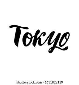 Tokyo. Brush lettering. Design element for web, posters, card. 