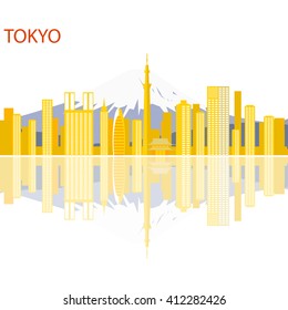 Tokyo - the capital of Japan, its administrative, financial, cultural, commercial and political center. The largest city economy in the world. Tokyo skyline. Vector illustration.