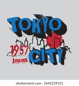 Tóquio City 1957 Japão - Tipografia Retrô Design de camisa