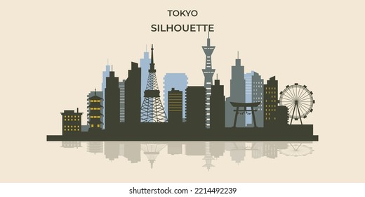 Tokyo city background flat landscape 
