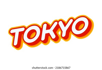 Tokio Stadt. Hauptstadt von Japan Schrift einzeln auf weißer bunter Text Effekt Design-Vektorgrafik. Text oder Inschriften auf Englisch. Das moderne und kreative Design hat rote, orangefarbene, gelbe Farben.