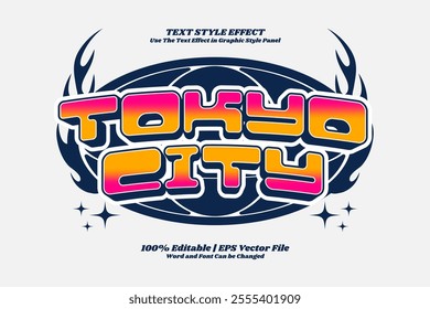 Tokyo City Editable text Effect y2k style