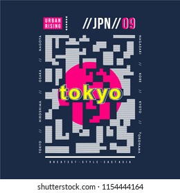 tokyo city element typography t shirt design, vector graphic