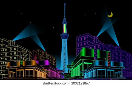 東京 夜景 イラスト のイラスト素材 画像 ベクター画像 Shutterstock