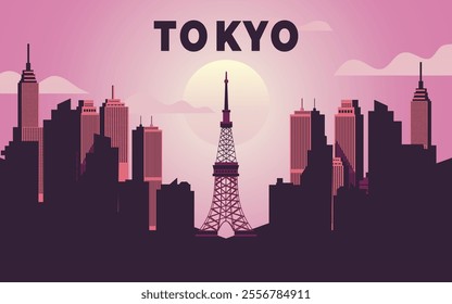 Tokyo city Japan background illustration