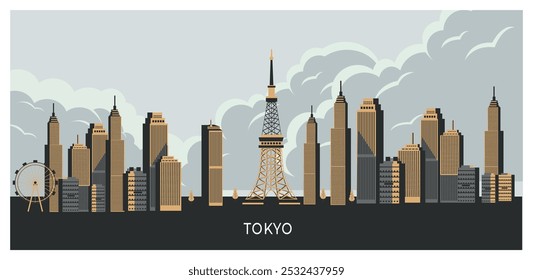 Tóquio cidade do Japão plano de fundo ilustração