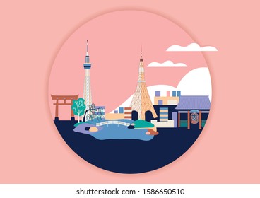 Tokyo City Landmarks in Vector