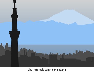 Tokyo city landscape flat design vector