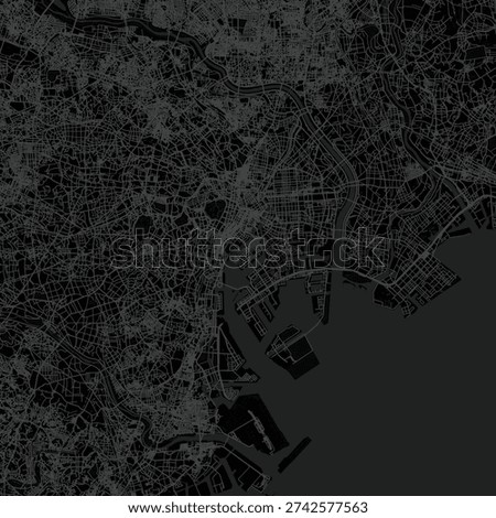 Tokyo City Map Balanced Geometric Composition with Refined Cartographic Precision, Ideal for Modern Home Decor and Minimalist Office Wall Styling, emphasizing refined linework, with balanced.