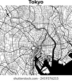 Tokyo City Map, Cartography Map, Street Layout Map