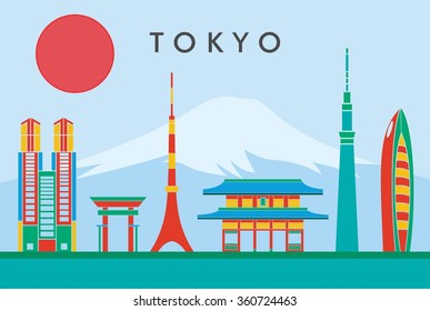 Tokyo city skyline Vector illustration. Colorful Background. Great Concept Design