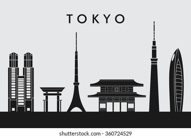 Tokyo city skyline Vector illustration. Silhouette design vector. Great Concept Design