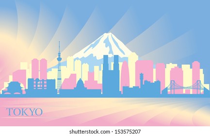 Tokyo city skyline. Vector silhouette illustration