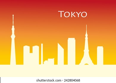 Tokyo city skyline. Vector silhouette illustration