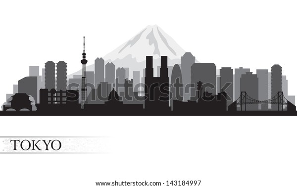 Tokyo City Skyline Vector Silhouette Illustration Stock Vector Royalty Free