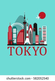 Tokyo city travel background. Vector