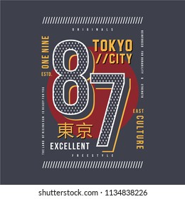 tokyo city typographic for print t shirt, vector illustration