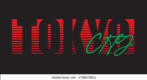 tokyo city typography for print t shirt