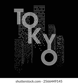 Tokyo City Typography Slogan, black base, T-shirt vector graphic 