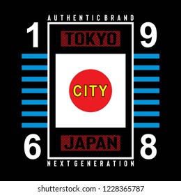tokyo city typography for t shirt print, vector illustration