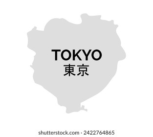 Tokyo city vector map. Japan Tokyo shape map background country icon