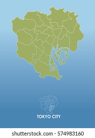 Tokyo city,Tokyo map ,Japan map,Vector