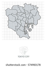 Tokyo city,Tokyo map on grid background ,Japan map,Vector