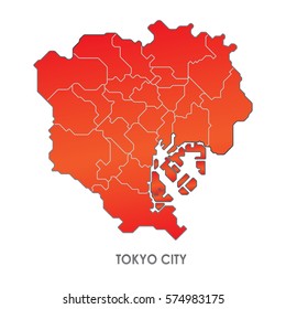Tokyo city,Tokyo map on white background ,Japan map,Vector