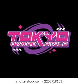 Tokyo colorful typography slogan streetwear y2k style vector design icon illustration. Clip art, print, poster, banner, fashion, shirt, sticker, flyer