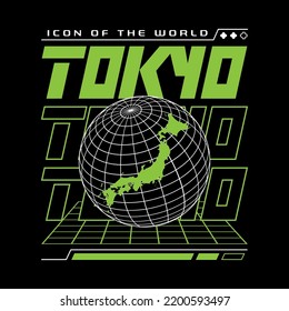 Tokyo Colorful Typography Streetwear Style Vector Design Icon Illustration. Clip Art, Print, Poster, Banner, Fashion, Slogan Shirt, Sticker, Flyer