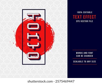 Tokyo Editable 3d text effect. Japan text effect in Asia style. 