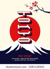 Tokyo Editable 3d text effect. Japan text effect in Asia style. 