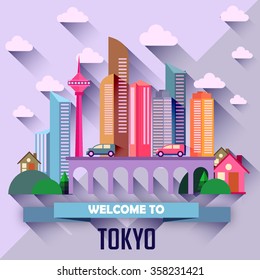 Tokyo - Flat design city vector illustration